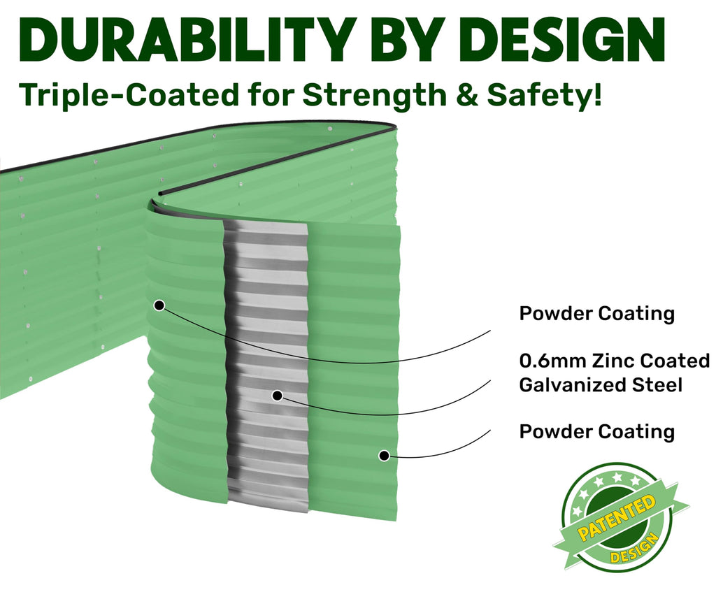 9-in-1 Galvanized Steel Raised Garden Bed // 8×2×1.5 ft Modular Planter for Gardening, Vegetables, Flowers // 18" Tall Metal Raised Garden Beds Outdoor (Dark Green) // Patented Design Planter Box