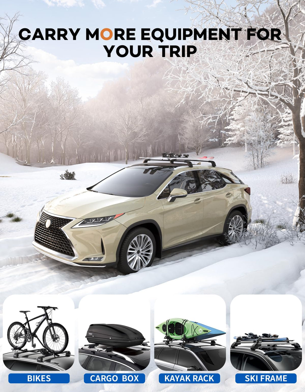 Wonderdriver 300lbs Roof Rack Cross Bars Compatible with Audi Q3 2012-2018, Heavy Duty Aluminum Lockable Roof Rails Crossbars Black Rooftop Cargo Carrier Luggage