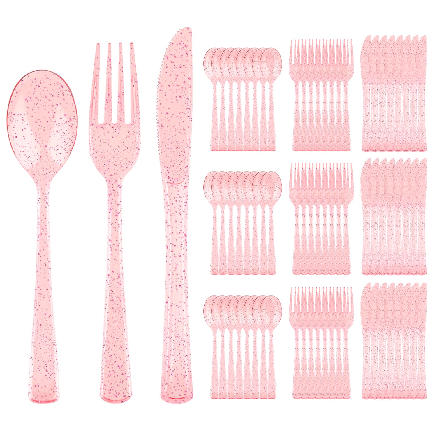 150 Pack Plastic Silverware,Disposable Cutlery Set Heavy Duty Utensil Sets 50 Forks 50 Knives 50 Spoons for Brithday, Wedding,Home School Party Picnics Restaurant Outdoor Events (Black)