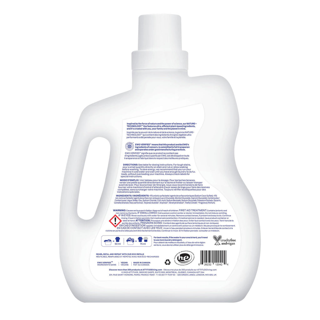 ATTITUDE Liquid Laundry Detergent, EWG Verified, HE Compatible, Plant-Based & Vegan, Natural Laundry Soap, Citrus Zest Scent, 40 Loads, 67.6 Fl Oz