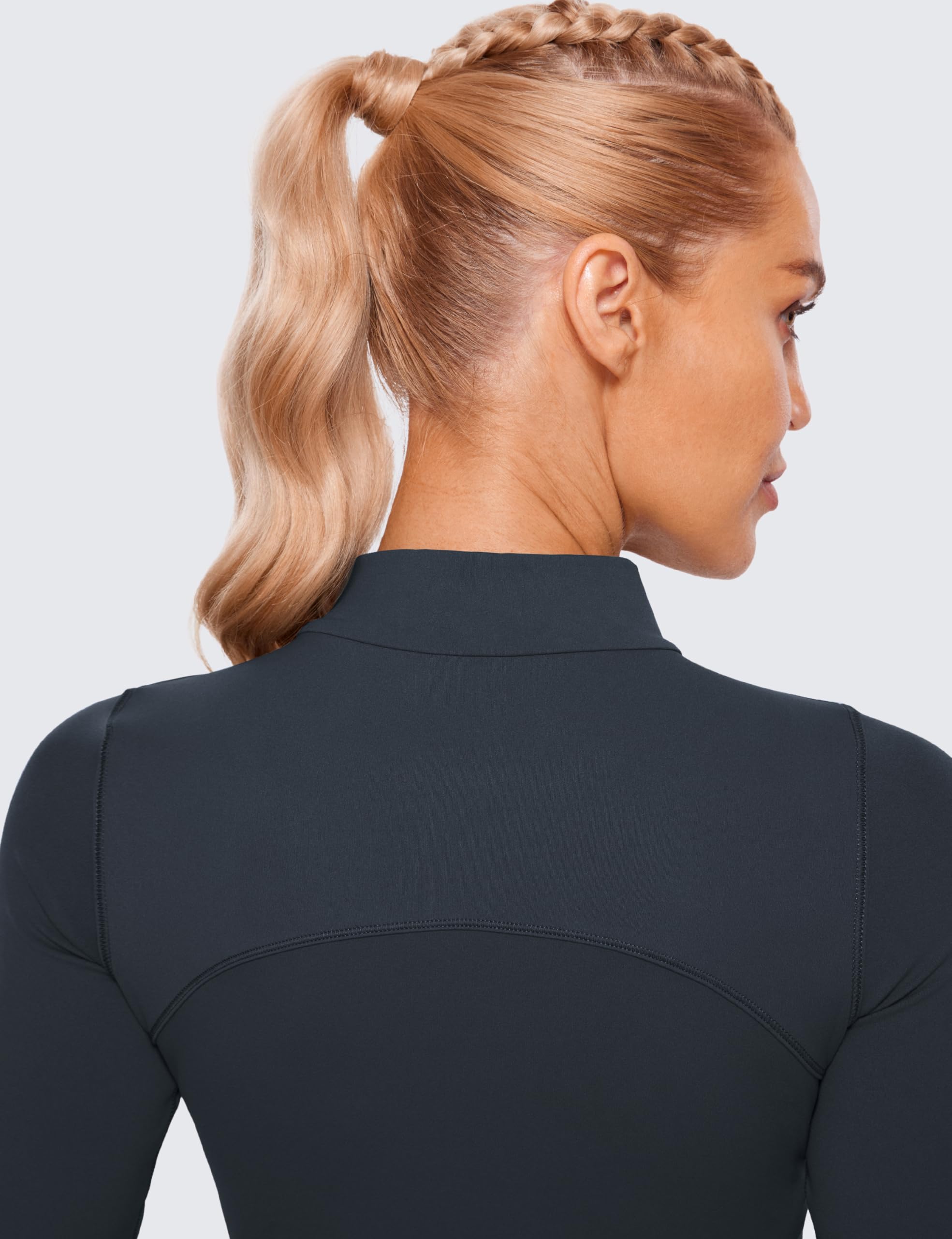 CRZ YOGA Butterluxe Mock Neck Long Sleeve Shirts for Women - Workout Casual Tops Turtleneck Crop Slim Fall Base Layer