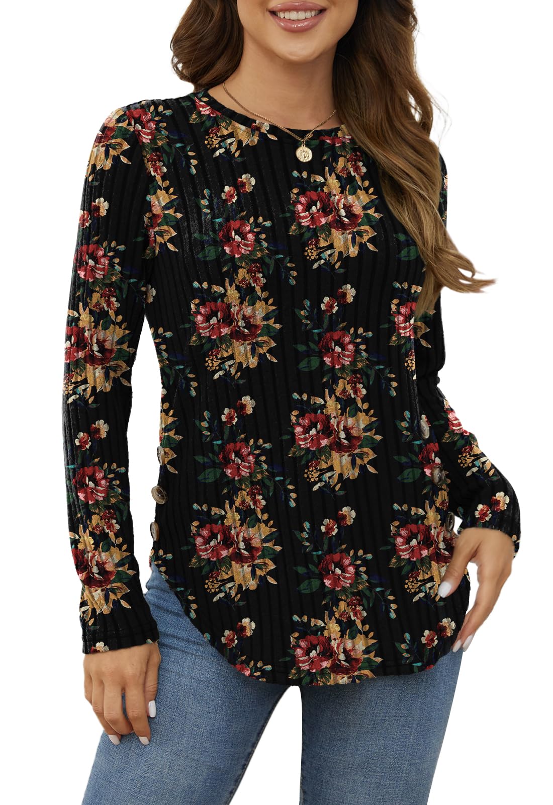 Yincro Women's Long Sleeve Fall Sweaters 2026 Lightweight Casual Crewneck Tunic Tops