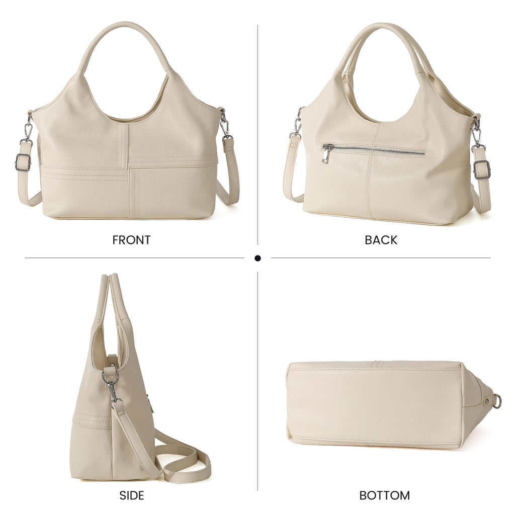KOGTLA Medium Vegan Leather Purses for Women with Detachable Satchel Strap, Ladies Handbags, Tote Hobo Bags with Two-Handle