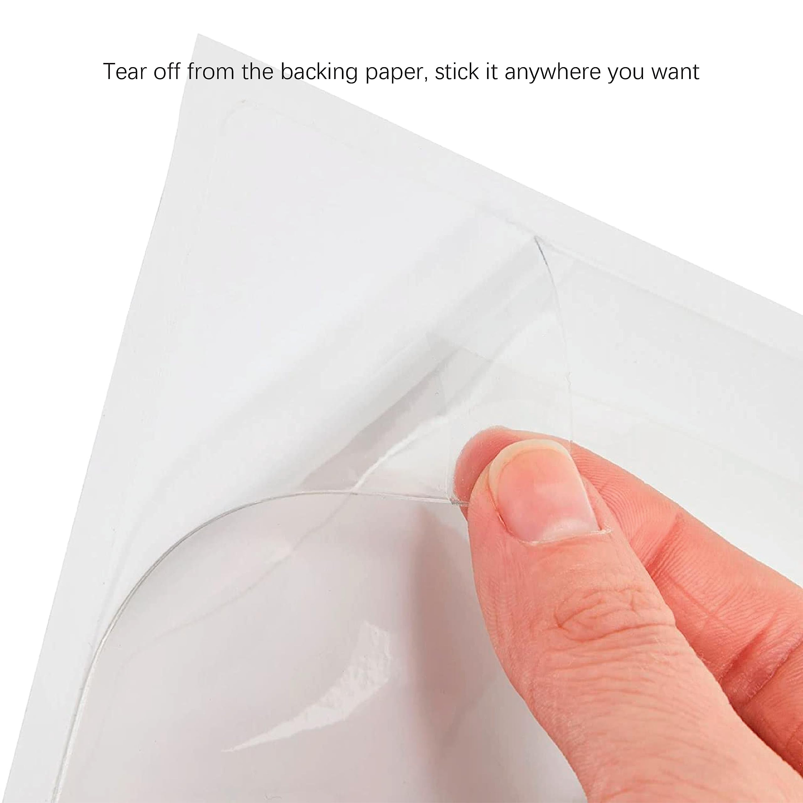 IMAGAME Clear Adhesive Business Card Pocket swith Side Open for Loading, 50 Pack, Plastic Labels Holders for Storage Bins and Library Card, Ideal for Organizing and Protecting Your Business Cards