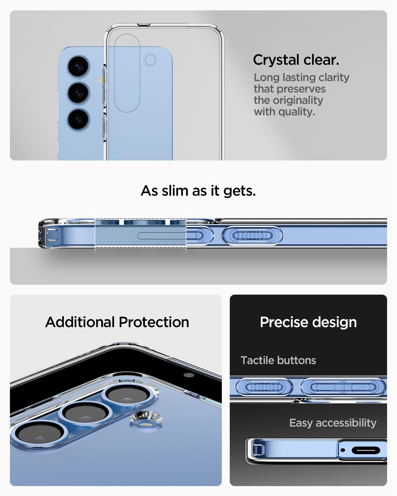Spigen Liquid Crystal Designed for Galaxy S24 Case (2024) [Military-Grade Protection] - Crystal Clear