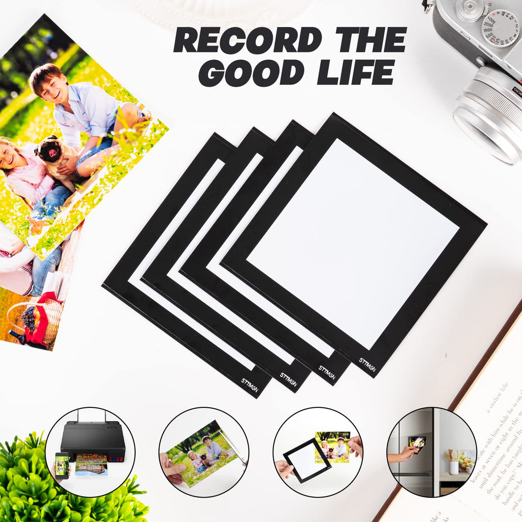 STTMGN Magnetic Picture Frames with Black Border(2.5"X3.5",12 Pack),Mini Wallet Size Magnet Photo Sleeves Pockets/Holder,Decorations for Home/Office/School/Classroom/Party