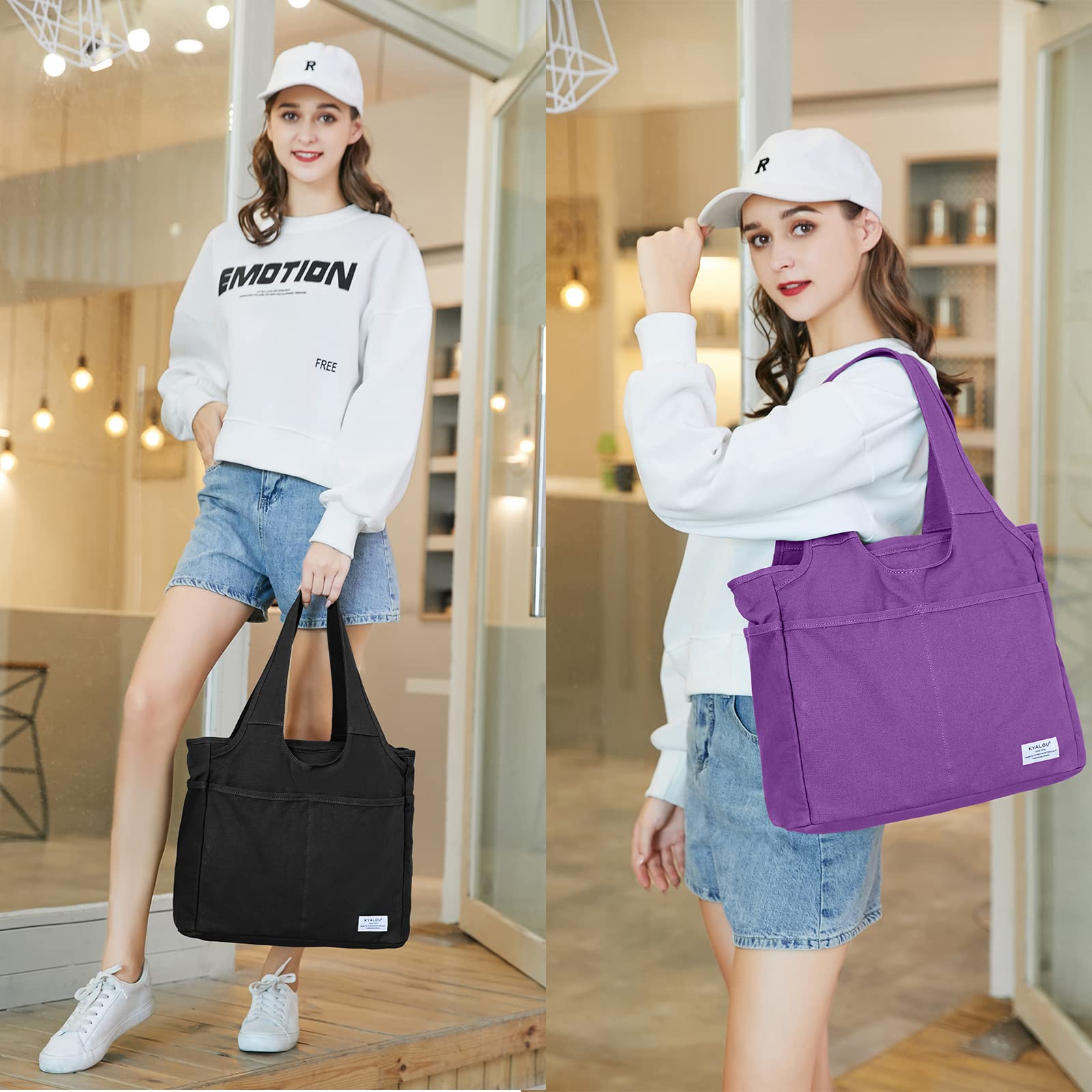 KYALOU Utility Large Tote Bag, Women Casual Shoulder Bags for Work School Gym Beach Travel Shopping Grocery | Utility