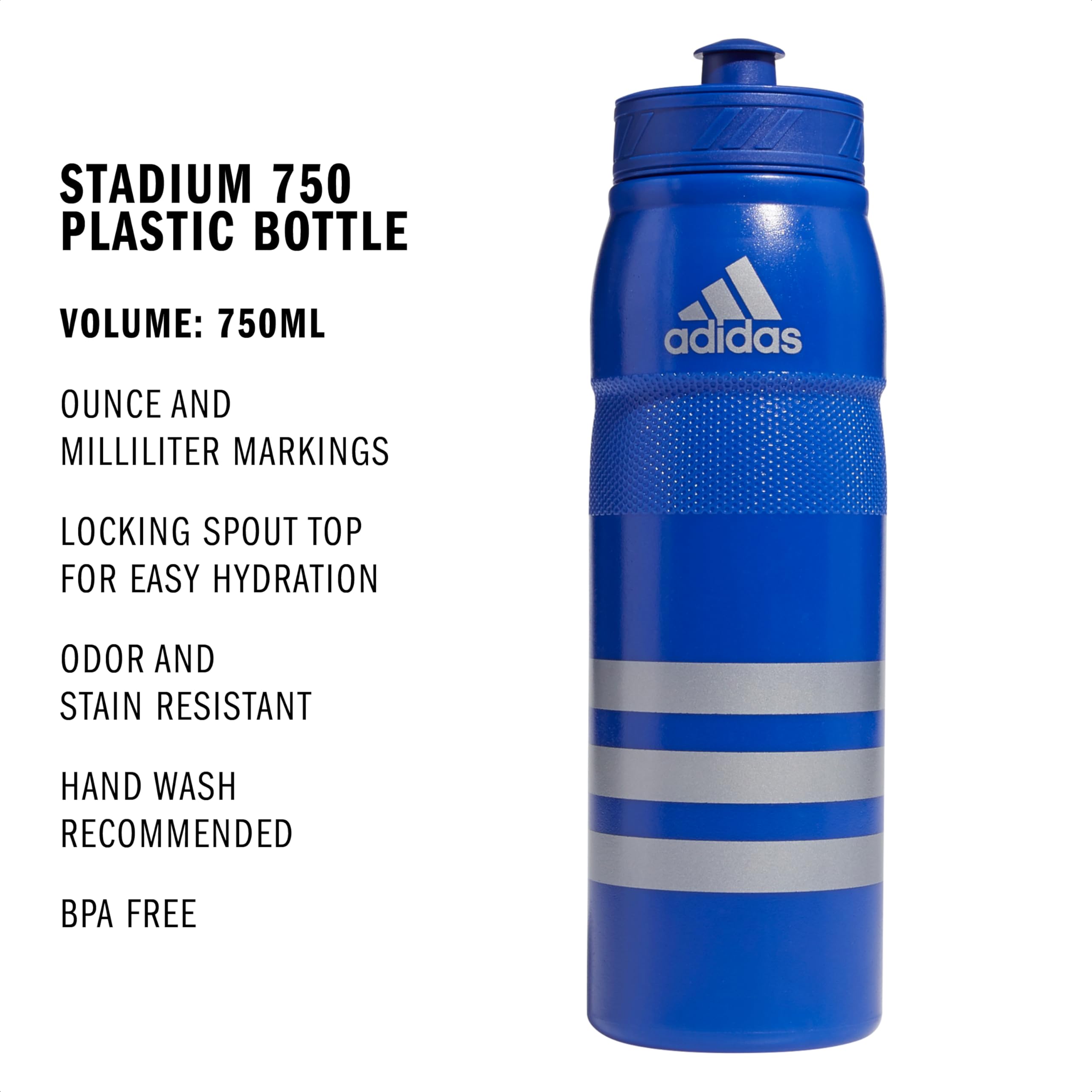 adidas 750 ML (28 oz) Stadium Refillable Plastic Sport Water Bottle