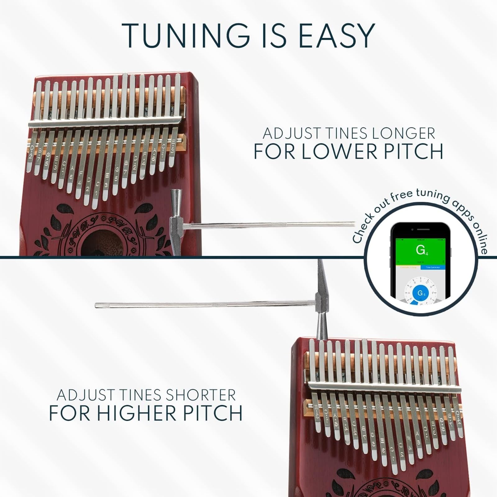 UNOKKI 17-Key Kalimba Thumb Piano - Portable Mahogany Percussion Mbira Instrument - Beginner Tuning Set, Music Instruments for Kids Gifts - Cherry