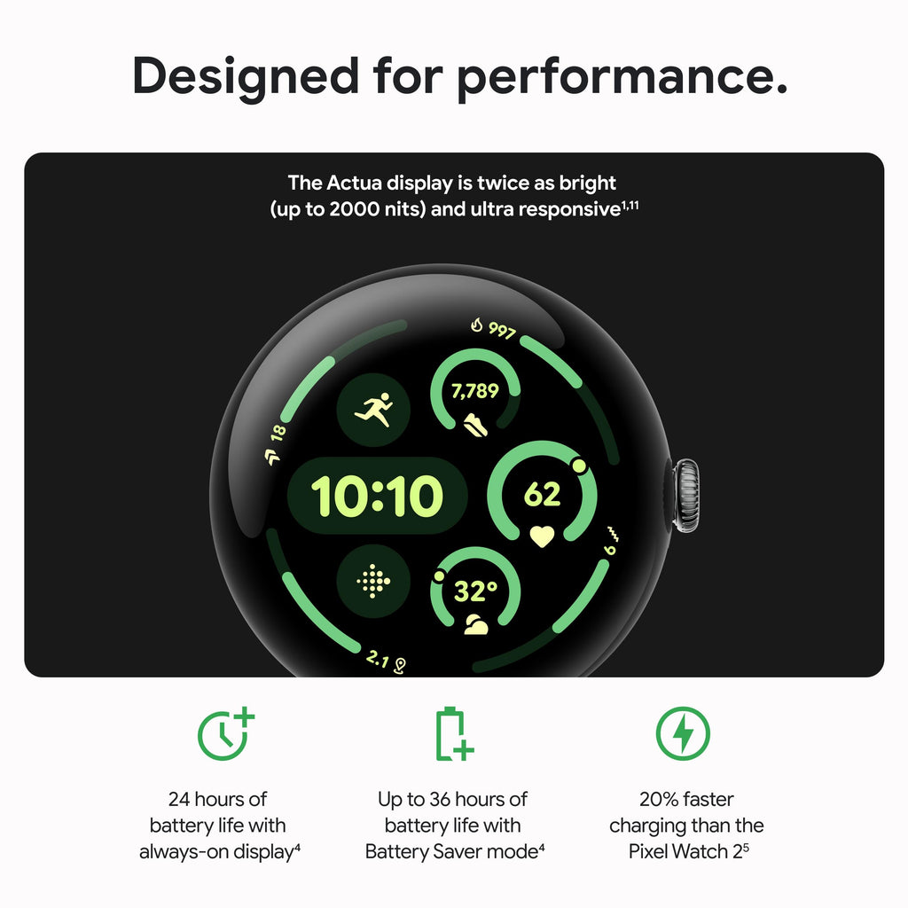Google Pixel Watch 3 (41mm) 2024 Model - Android Smartwatch, Heart Rate Tracking, Fitbit Advanced Running, Fitness Insights, 24-Hour Battery - Champagne Gold Aluminum Case - Hazel Band - LTE