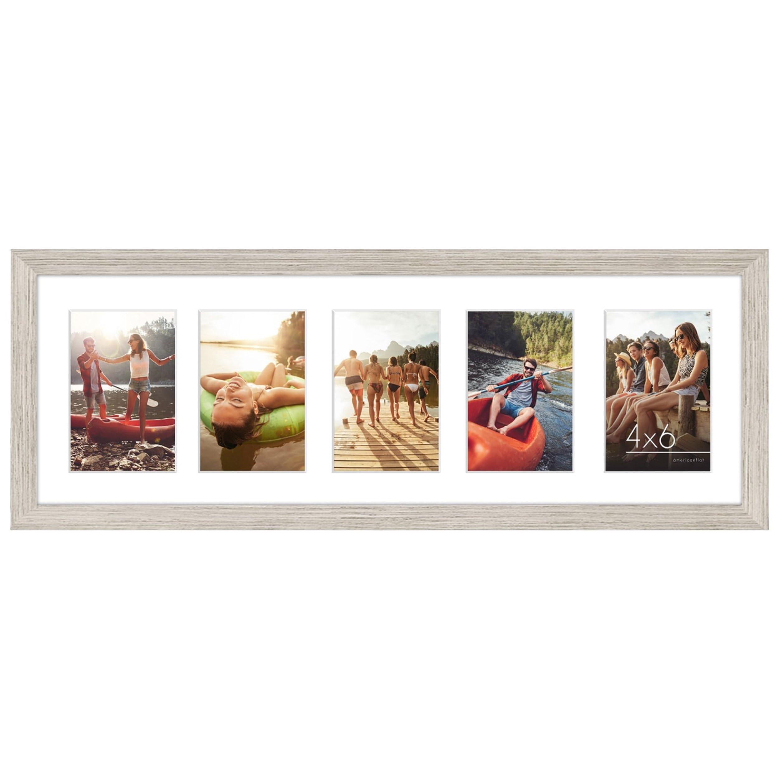 Americanflat 4x6 Double Picture Frame with Shatter-Resistant Glass - Fits Two 4x6 Photos or use as One 6x14 Frame - Signature Collection - Collage Frames for Tabletop and Wall Display - Black