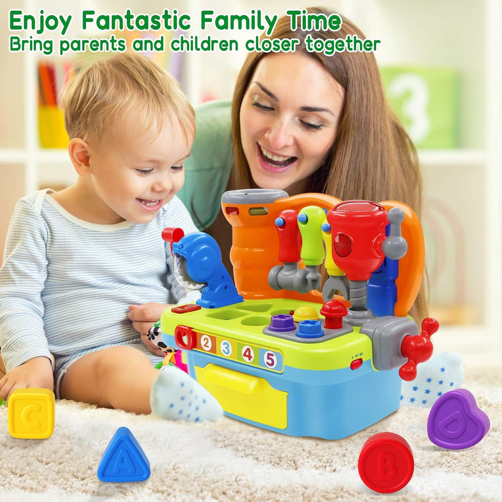 Baby Toys for 1 Year Old Boy Girl Musical Learning Workbench for 1 2 Year Old Boy Birthday Gift Early Educational Sound Shape Toddler Toys Age 1-2 Tool Set for Kids 12-18 Months
