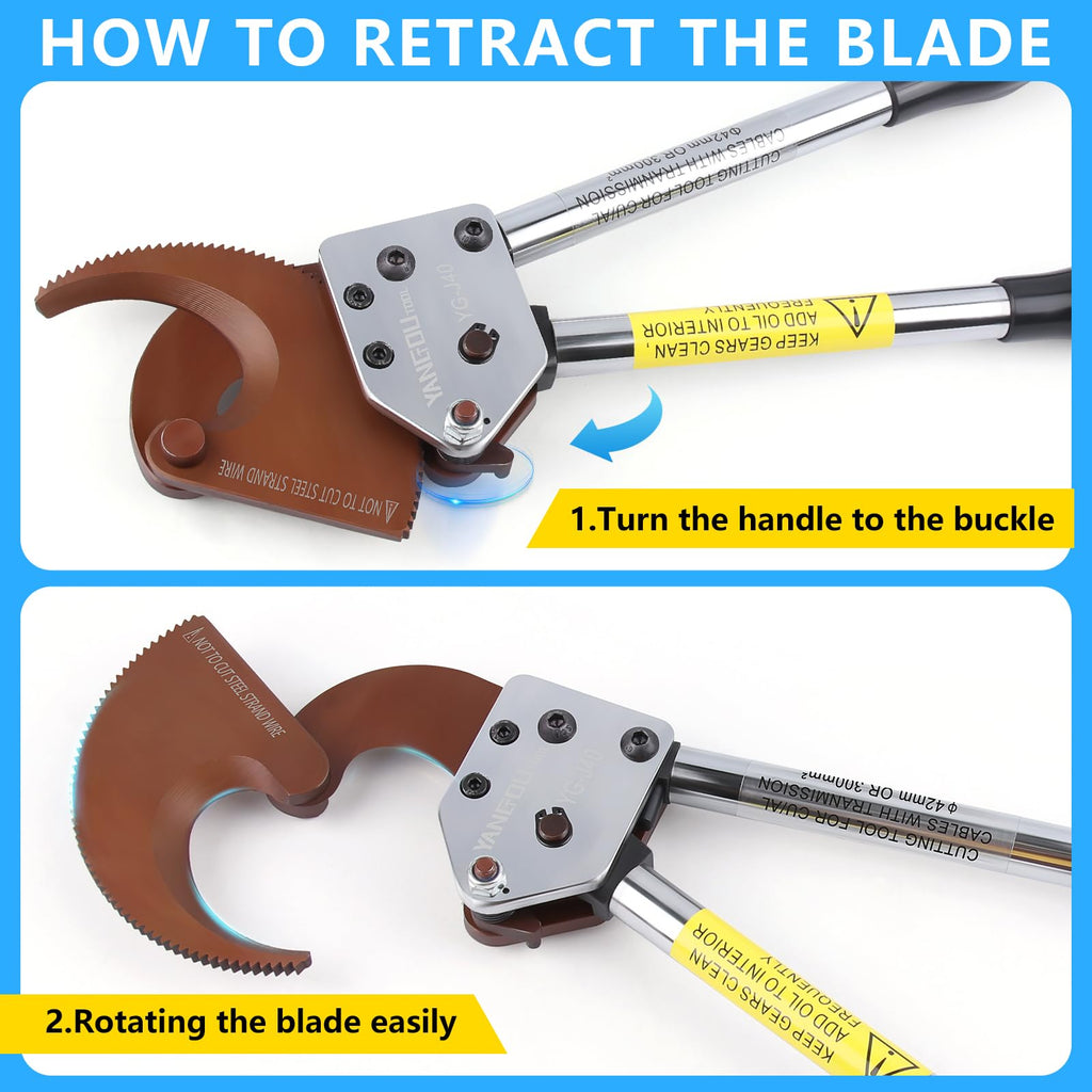 Yangoutool Heavy-Duty Ratcheting Cable Cutters for Large Copper, Aluminum, and Armored Cables - J40 Wire Cutter up to 300 mm², Electrical Wire Cutting Tool