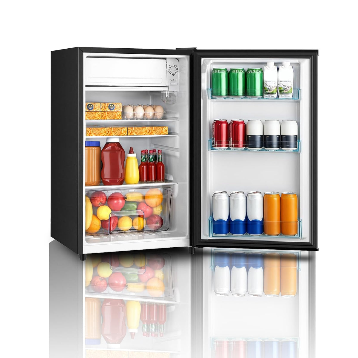 HAILANG 3.1 Cu.Ft Mini Fridge with Freezer, Single Door Mini Refrigerator, 5 Settings Temperature Adjustable, Compact Refrigerator for Apartment,Dorm, Office, Bedroom