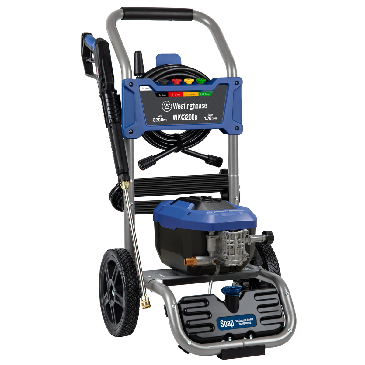 Westinghouse WPX2300e Electric Pressure Washer, 2300 Max PSI and 1.76 Max GPM, Induction Motor, Onboard Soap Tank, Spray Gun and Wand, 5 Nozzle Set, for Cars/Fences/Driveways/Homes/Patios/Furniture