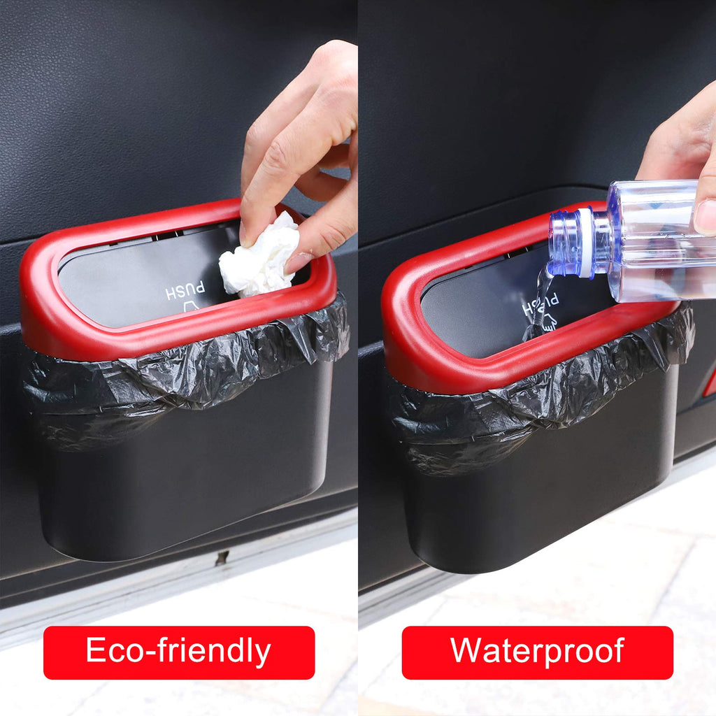 Accmor Car Trash Can with Lid, Mini Auto Dustbin Garbage Organizer with 30 Pcs Plastic Trash Bag, Automotive Garbage Container Bin for Vehicle, Home, Office