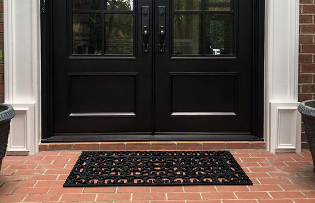 A1 Home Collections 19-LB Heavy Duty Rubber Doormat 24"×57" - Won't Blow Away | Outside Front Door Mat, Mud Dirt Scraper, Non-Slip Drainage Mat for Entryway Patio Garage, All-Weather, 100% Rubber Mats