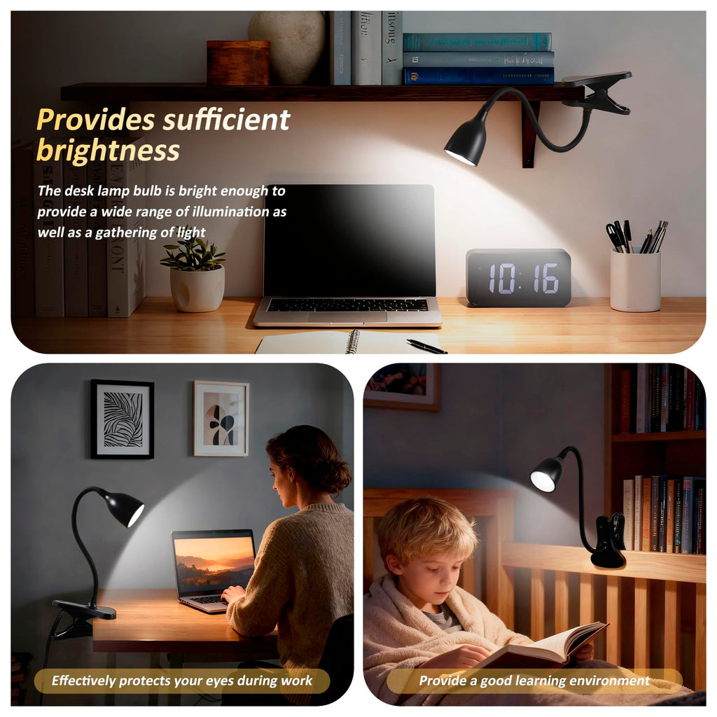 EJIAXIN Gooseneck Desk Lamp 360° LED Flexible Reading Light Small Desk Lamps for Small Spaces Home Office Bedroom College Dorm Desk Bookshelf Nightstand Table Lamp (Purple)