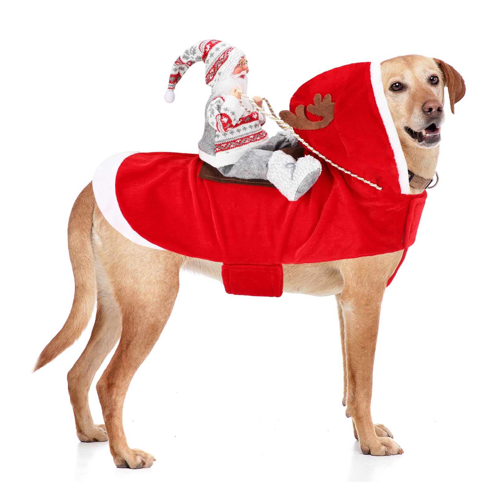 BWOGUE Santa Dog Costume Christmas Pet Clothes Santa Claus Riding Pet Cosplay Costumes Party Dressing up Dogs Cats Outfit for Small Medium Large Dogs Cats