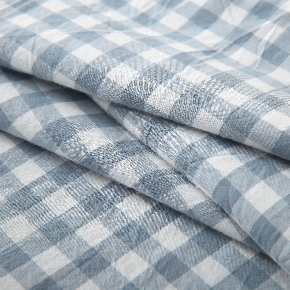 Silnuo Green/White Plaid Ruffled Queen Size Pillow Shams Set of 2,Washed Cotton Shabby Checkered Gingham Farmhouse Bed Pillow Covers 20"x30"