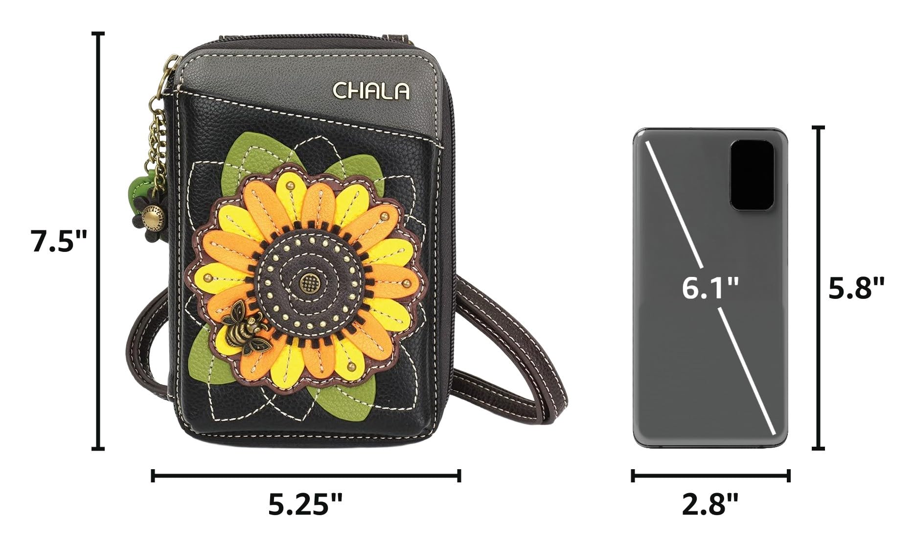 CHALA Wallet Crossbody Cell Phone Purse - Women Faux Leather Multicolor Handbag with Adjustable Strap
