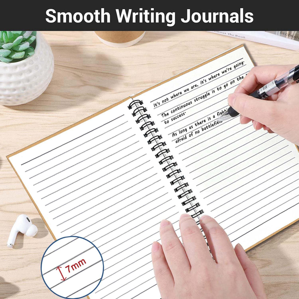 4Pack Small Spiral Notebook A5, 8.25x5.5” 120 Lined Pages Black & Red Wide Ruled Spiral Journal Bulk Blank Kraft Cover Spiral Bound Notebook & Writing Pads for Home Office Meeting Work Note Taking