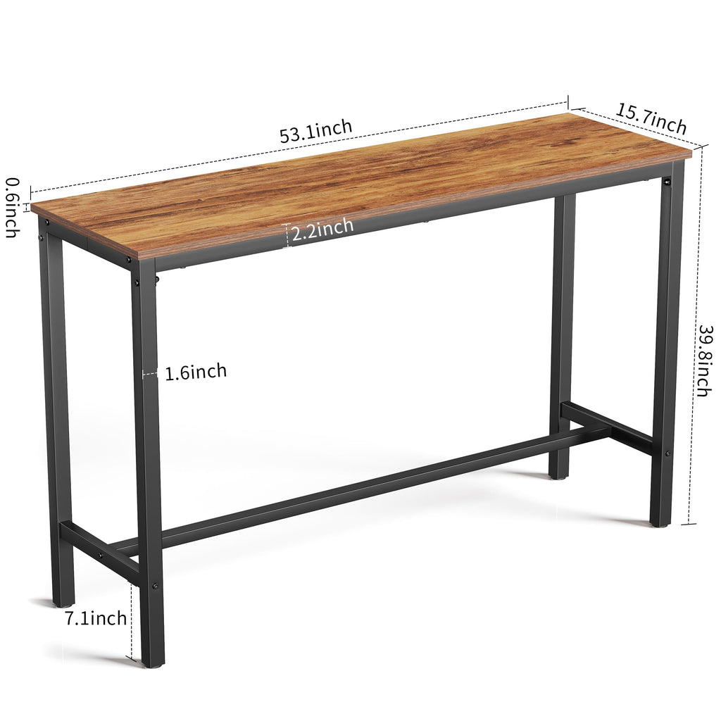 Mr IRONSTONE Bar Table, 47" Pub High Top Table Rectangular Bar Height Table Sofa Console/Dining Coffee Table, for Narrow Space, Living Room, Vintage