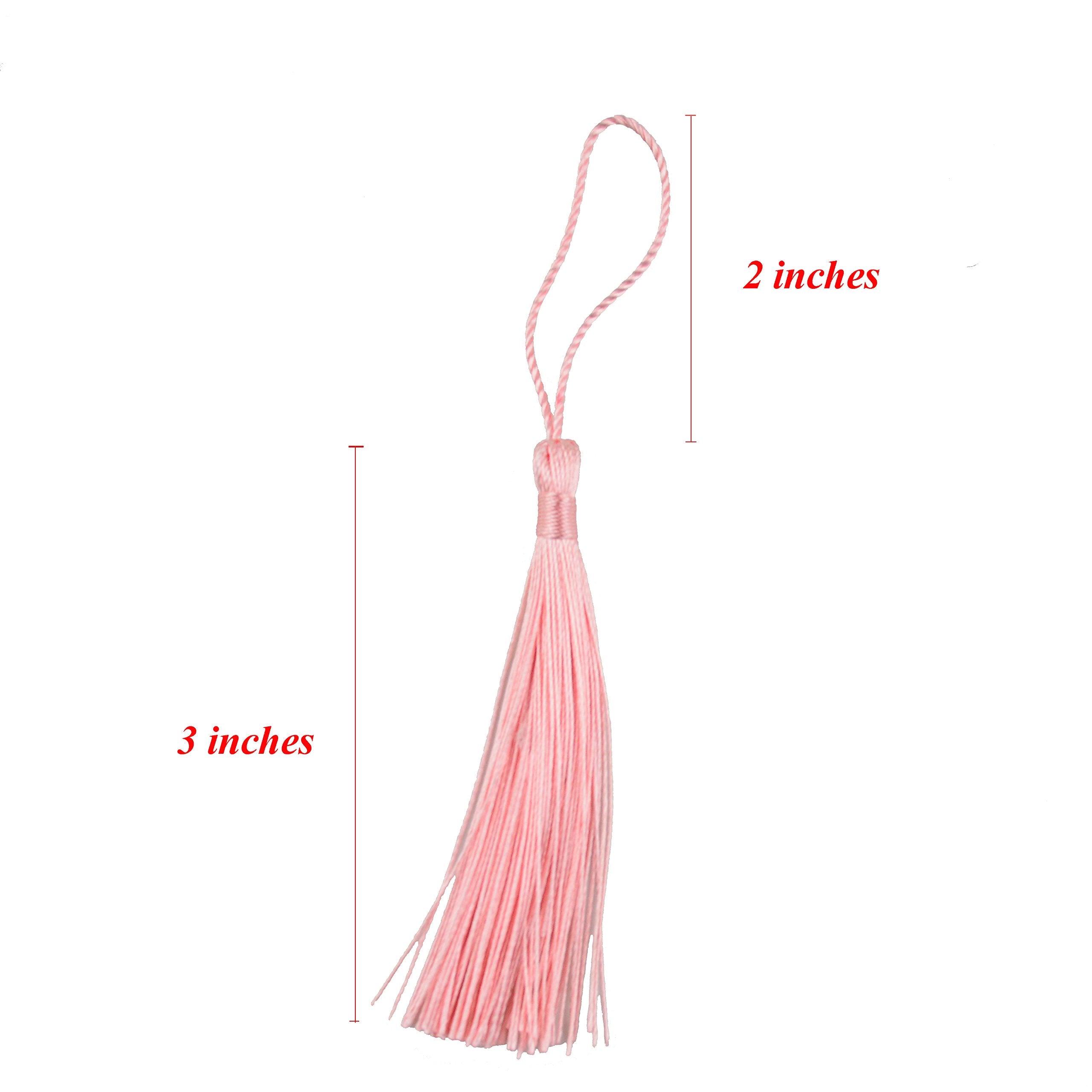 Makhry 100pcs 13cm/5 Inch Silky Floss Bookmark Tassels with 2-Inch Cord Loop and Small Chinese Knot for Jewelry Making, Souvenir, Bookmarks, DIY Craft Accessory (Dark Grey)