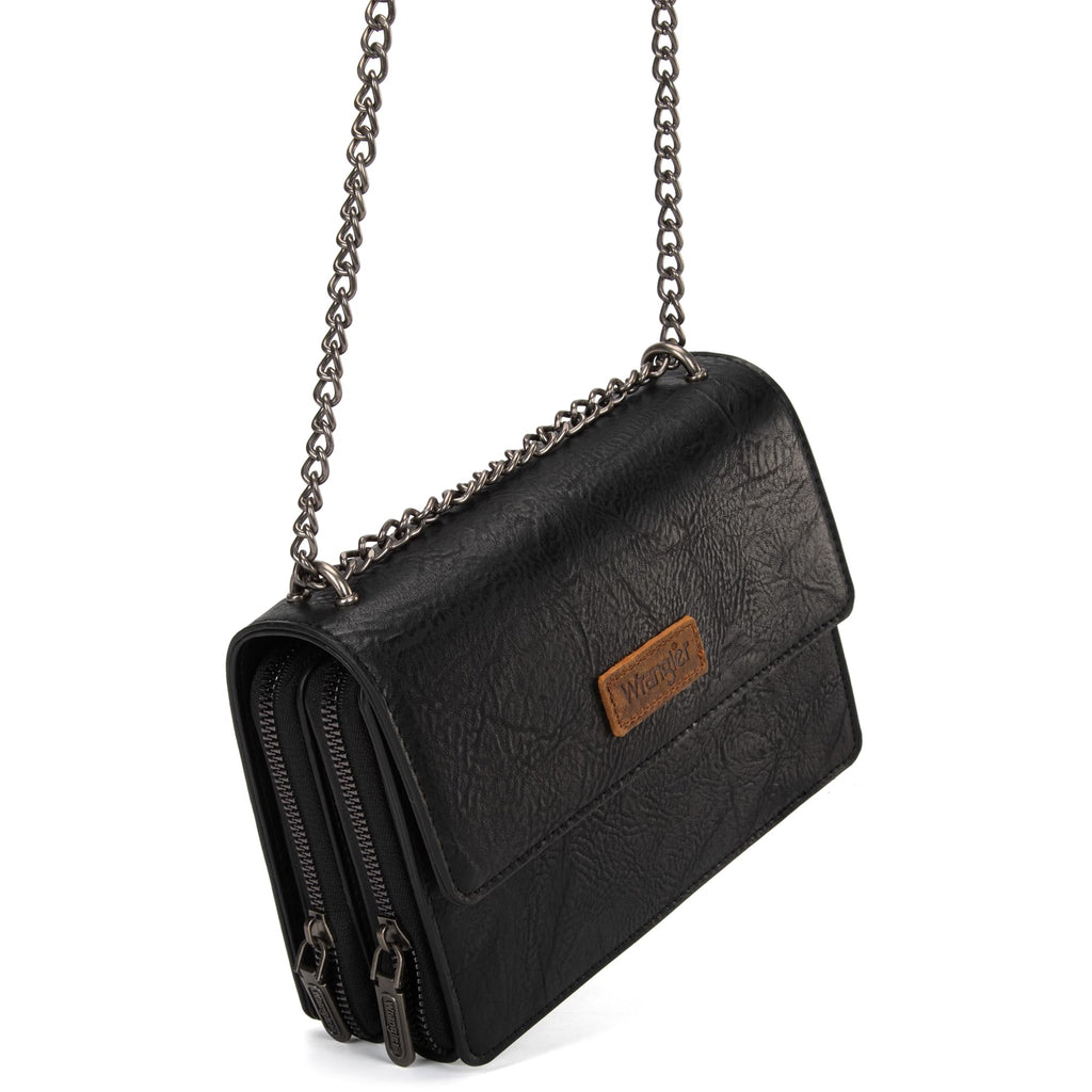 Wrangler Flap Crossbody Purse for Women Shoulder Bag Vintage Wallets with Chain Strap