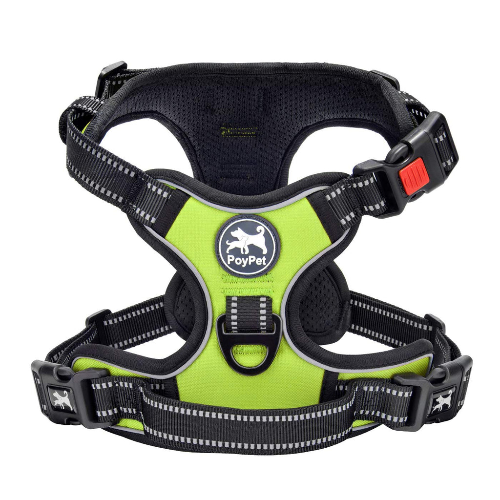 PoyPet No Pull Dog Harness, No Choke Front Lead Dog Reflective Harness, Adjustable Soft Padded Pet Vest with Easy Control Handle for Small to Large Dogs(Black,XS)