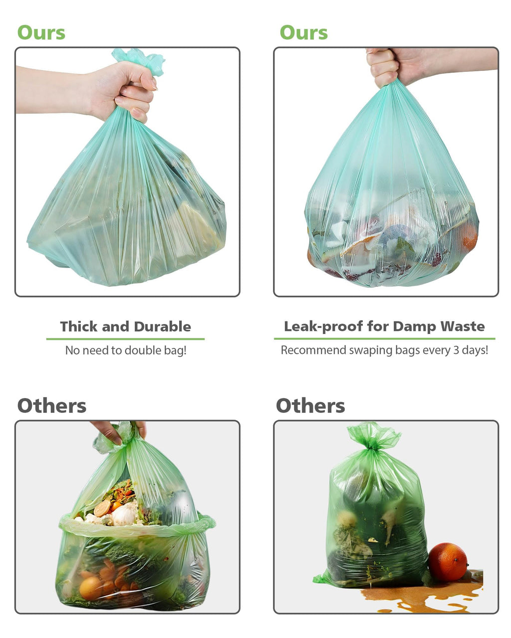 AYOTEE Small Trash Bags 2.6 Gallon Compostable Trash Bags Bathroom Wastebasket Can Liners, 125 Count Mini Compost Bags for Kitchen Bathroom Office Fit 10 Liter, Green