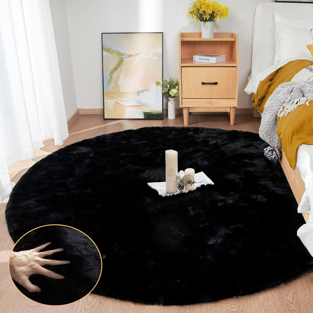 ORINOVA Beige Faux Sheepskin Rabbit Fur Shaggy Rugs for Bedroom Small Shag Washable Fluffy Fur Rug for Living Room Rug 2x3 Nursery Rectange Rugs