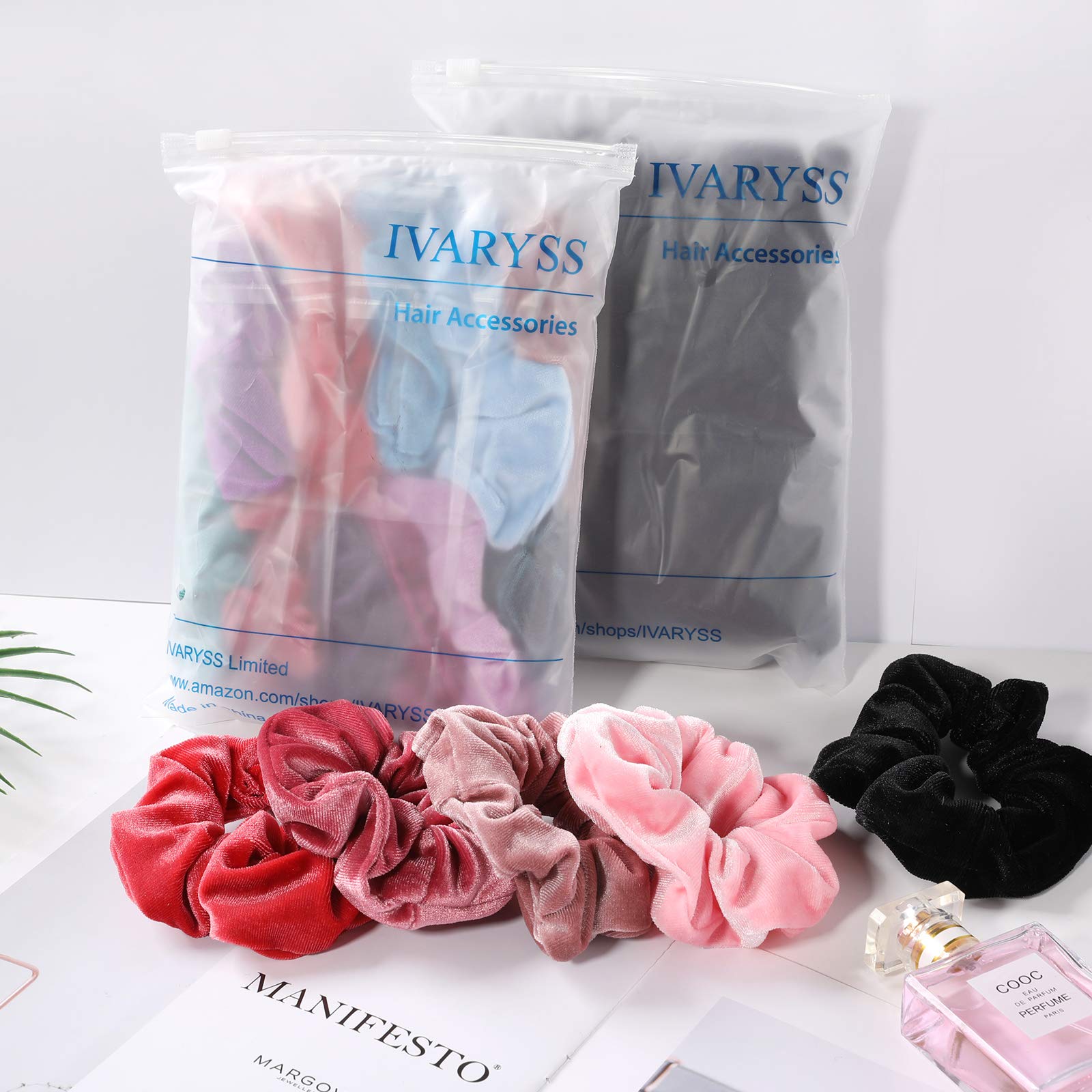IVARYSS Extra Large Scrunchies for Women's Hair, Premium Satin Soft Jumbo Scrunchy, XL 6 inch Big Elastic Thick Band Hair Accessories, 4 Pack, Dots