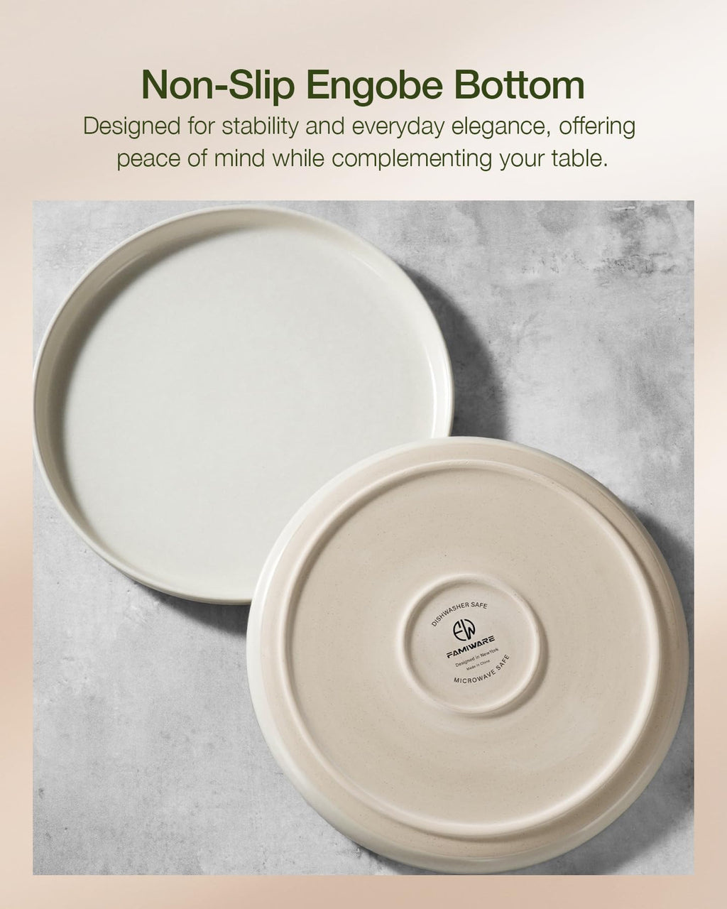 Famiware Pluto Stoneware Dinnerware Sets, 12-Piece Double Reactive Glaze Plates and Bowls Sets, Dishware Sets for Everyday & Formal Dining, Irregular Edge Dishes, Service for 4, Matte Beige White