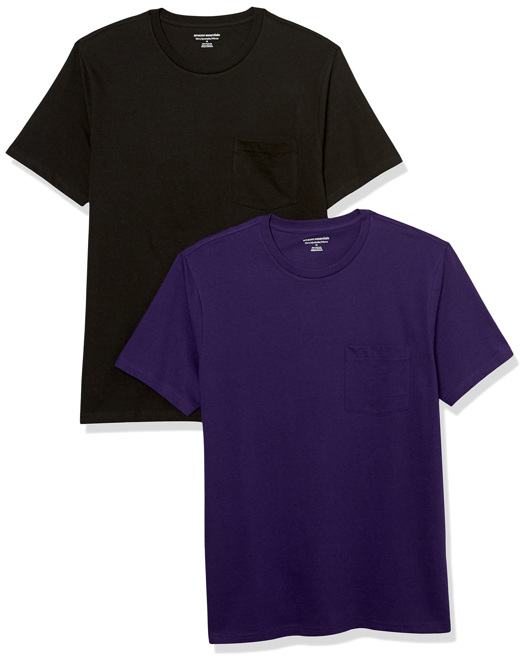 Amazon Essentials Men's Short-Sleeve Crewneck Pocket T-Shirts, Pack of 2