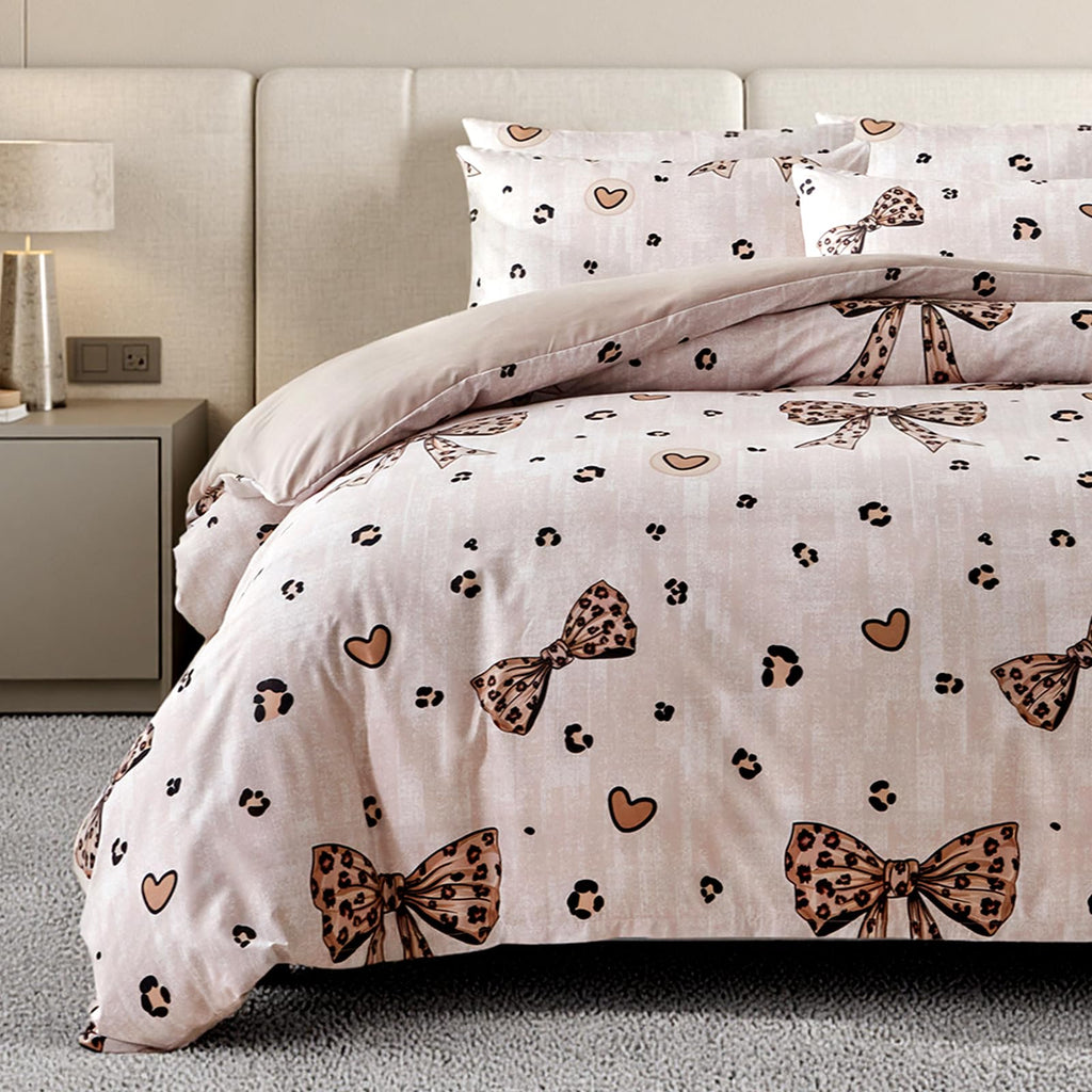 Wajade 7 Piece Blue Bow Comforter Set for Girls Kids Twin Size Bedding Set with Sheet and 2 Pillowcases 2 Pillow Shams Cute Girls Bed in a Bag as Birthday Choice