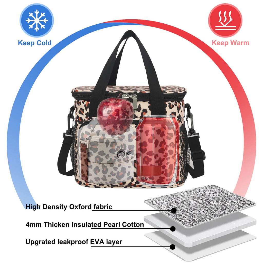 Femuar Lunch Bags for Women/Men, Insulated Lunch Bag for Work Office Picnic - Large Lunch Cooler Bag Leakproof Lunch Box with Adjustable Shoulder Strap for Adults - Grey (15L)
