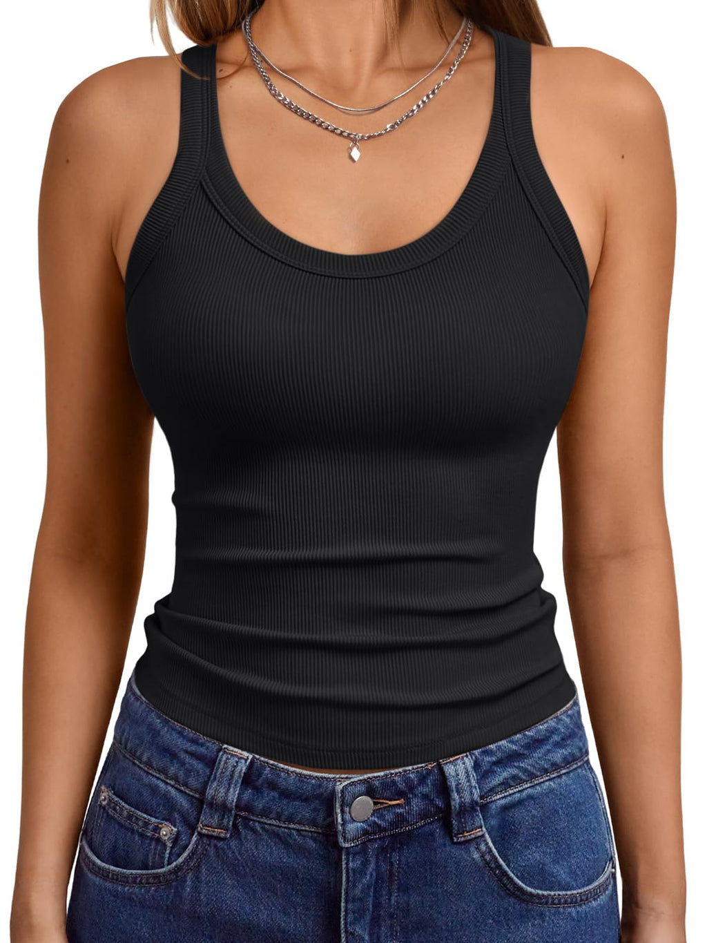 Trendy Queen Women's Tank Tops Crop Camisole Summer Fashion Sleeveless Ribbed Workout Basic Going Out Gym Spring Clothes 2026
