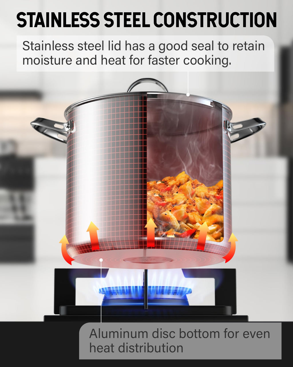 Cooks Standard Classic 6 Quart Stock Pot with Lid, Stainless Steel Dutch Oven