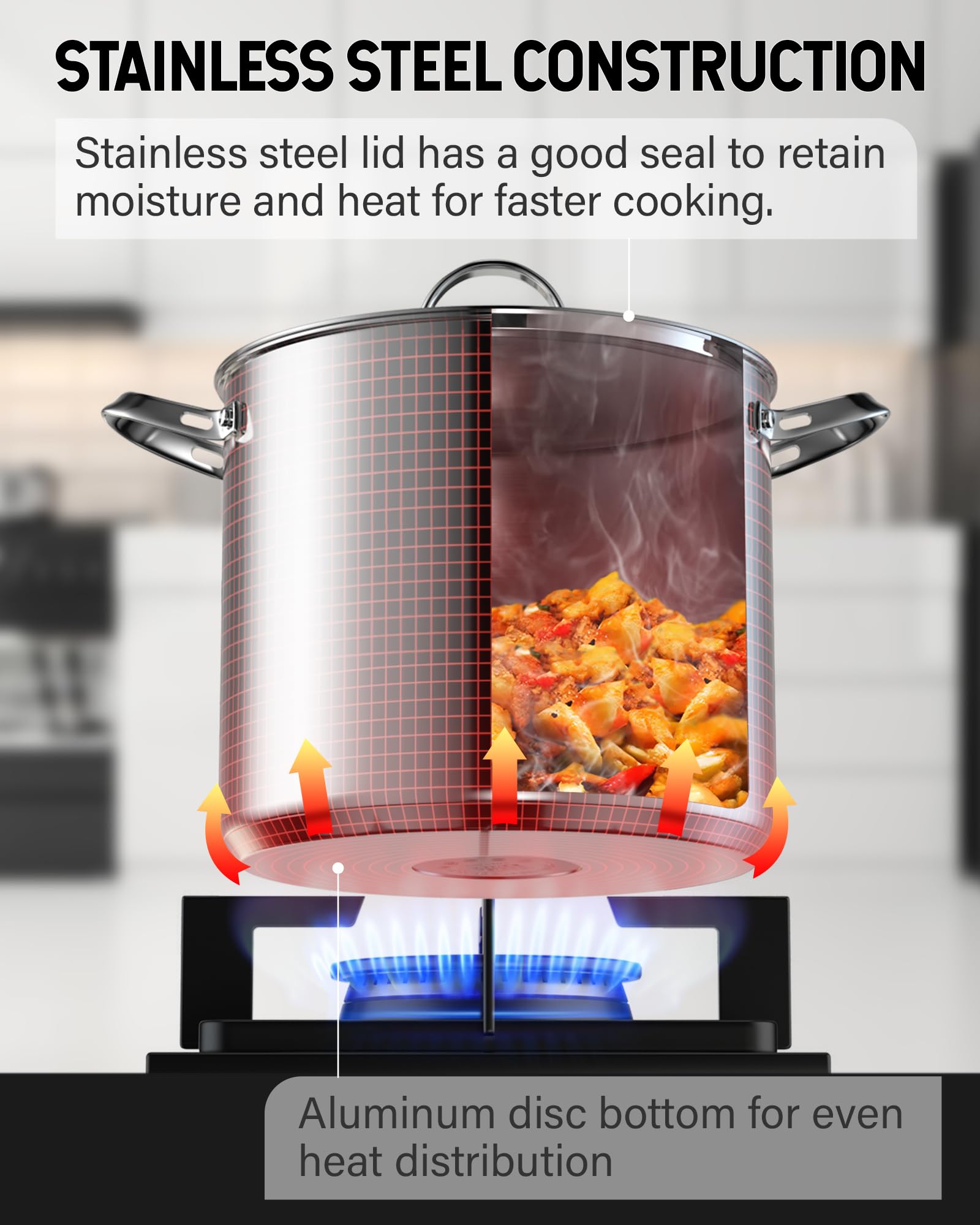 Cooks Standard Classic 6 Quart Stock Pot with Lid, Stainless Steel Dutch Oven