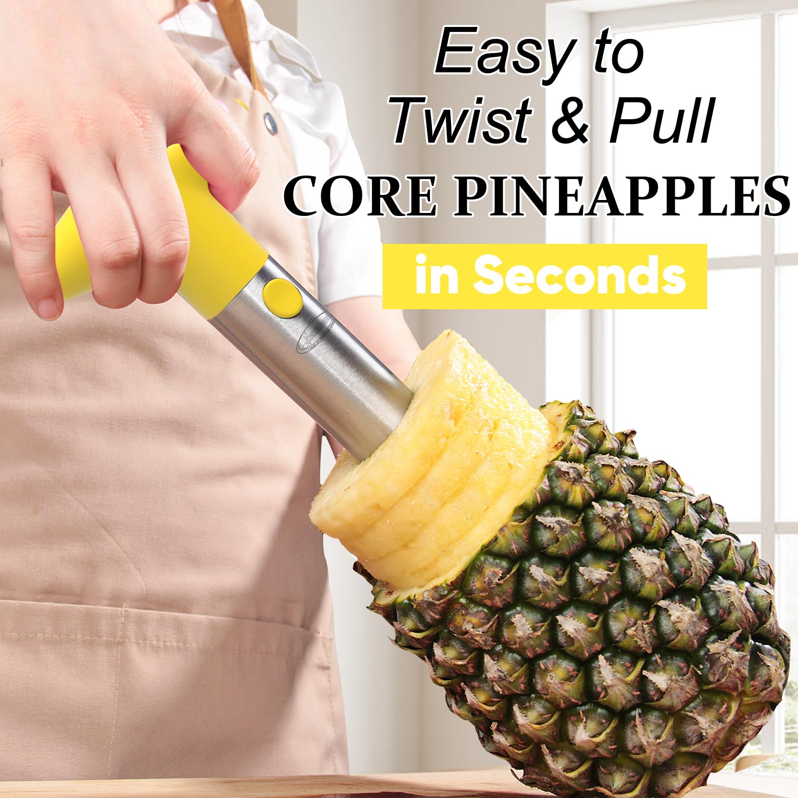 Pineapple Corer, [Upgraded, Reinforced, Thicker Blade] Newness Premium Pineapple Corer Remover, Stainless Steel Pineapple Core Remover Tool for Home & Kitchen with Sharp Blade for Diced Fruit Rings