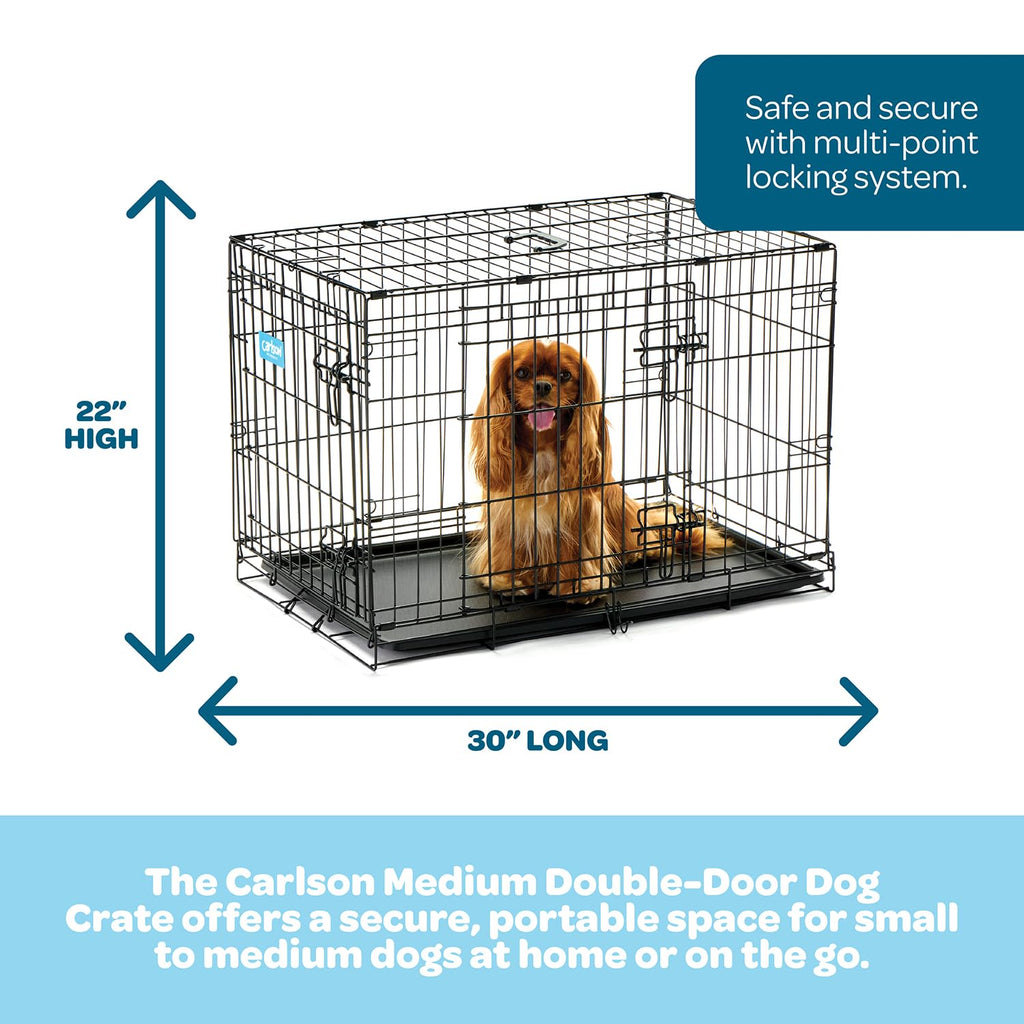 Carlson Secure and Compact Double Door Metal Dog Crate, Medium with Divider Panel