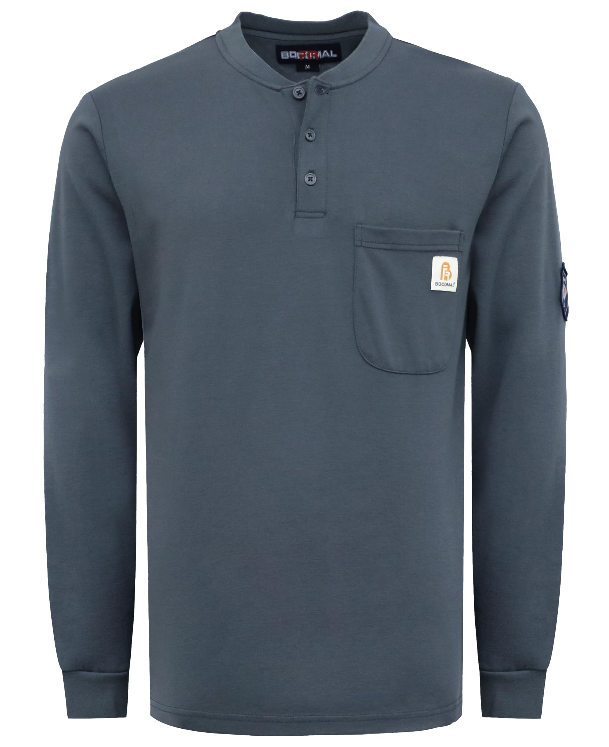 BOCOMAL FR Shirts Flame Resistant Shirt 5.5oz 100% Cotton Light Weight CAT2 Fire Retardant Henley Shirts