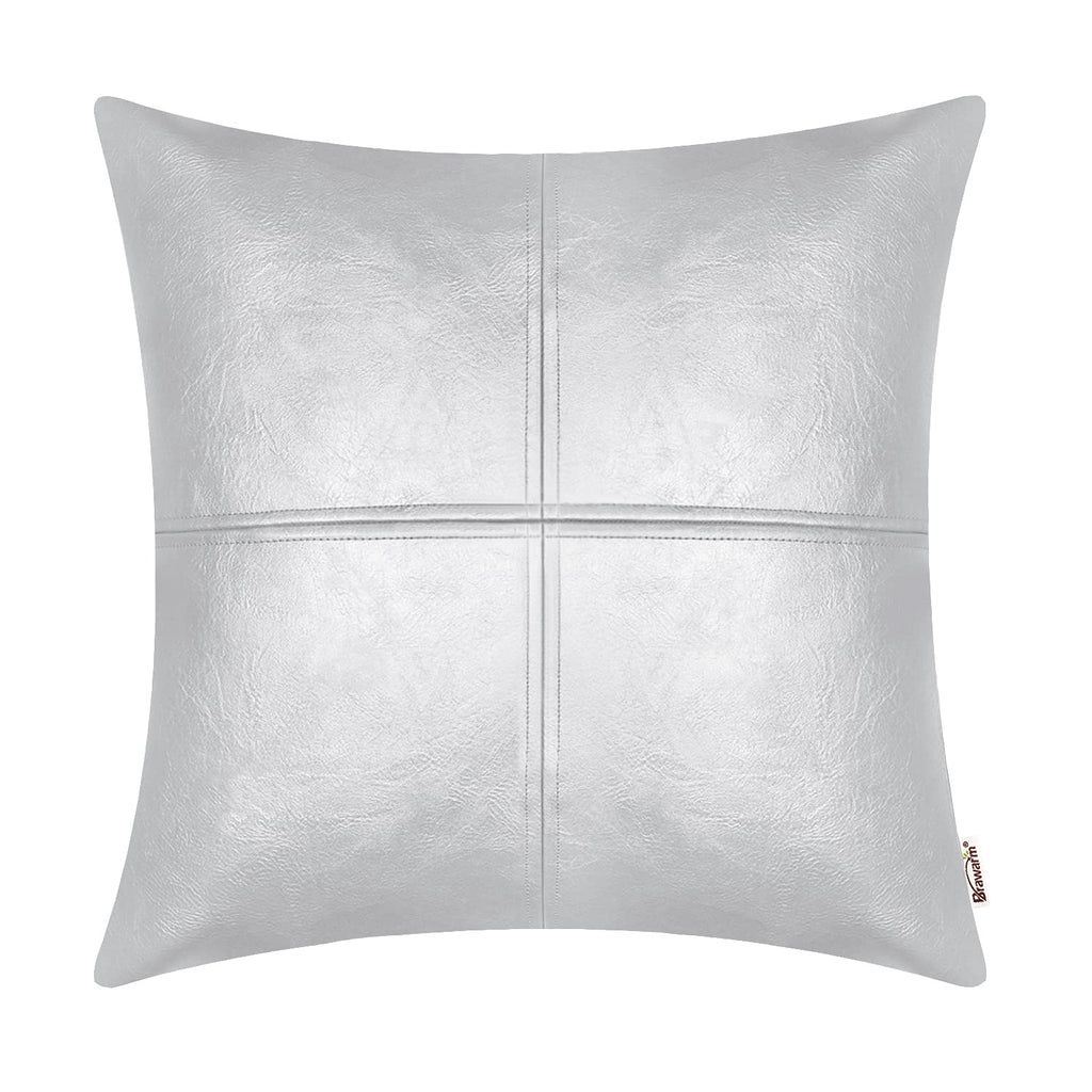 BRAWARM Faux Leather Throw Pillow Covers 16 X 16 Inches, Black Leather Pillow Cover, Hand Stitched Leather Decorative Pillow Cover for Couch Sofa Bed Living Room Home Garden