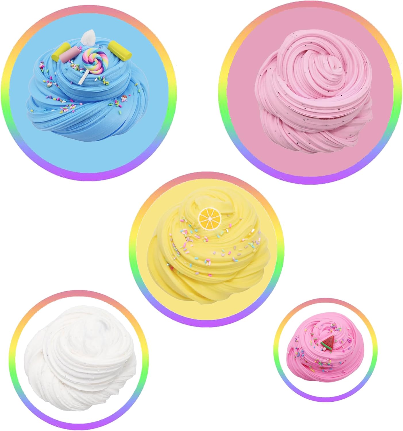 ZONEWAY 7 Pack Cake Butter Slime Kits, Soft and Non-Sticky Slime Kit Party Favors for Girls and Boys