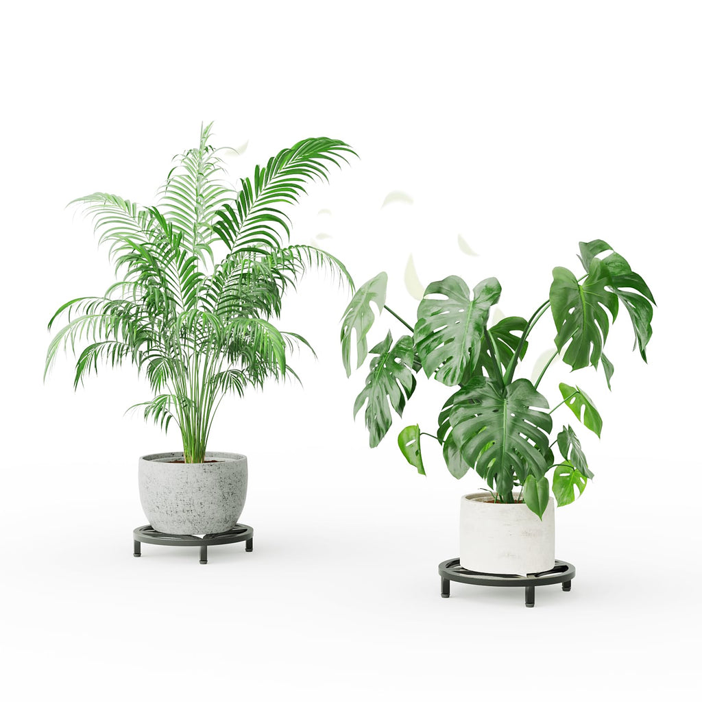 Zhongma 2 Pack 11.8" Fully Assembled Sturdy Potted Plant Stand Flower Pot Holder Heavy Duty Construction, Low Plant Stand for Home Indoor and Outdoor, Sturdy plant riser and saucer without Installation Required