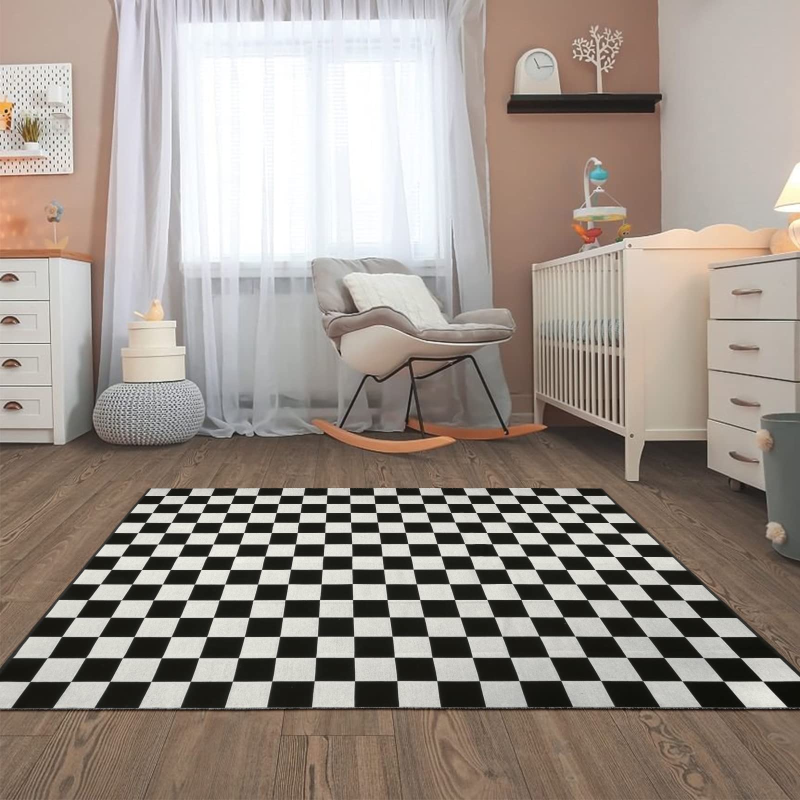 Seavish Checkered Rug, 2x3 Ft Black and White Moroccan Checkerboard Rug Washable Cotton Woven Washable Outdoor Rugs Reversible Floor Mat for Front Door Bedroom Entryway Kitchen Entryway