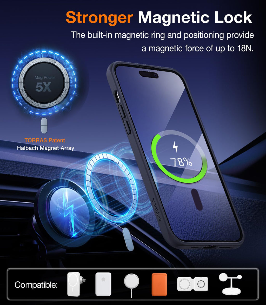 TORRAS for iPhone 13 Pro Max Case Translucent Black | Strong Magnetic & Seamless Stand, Fit for MagSafe, Military-Grade Drop Protection, Sturdy Adjustable Built-in Kickstand, Slim Matte Finish