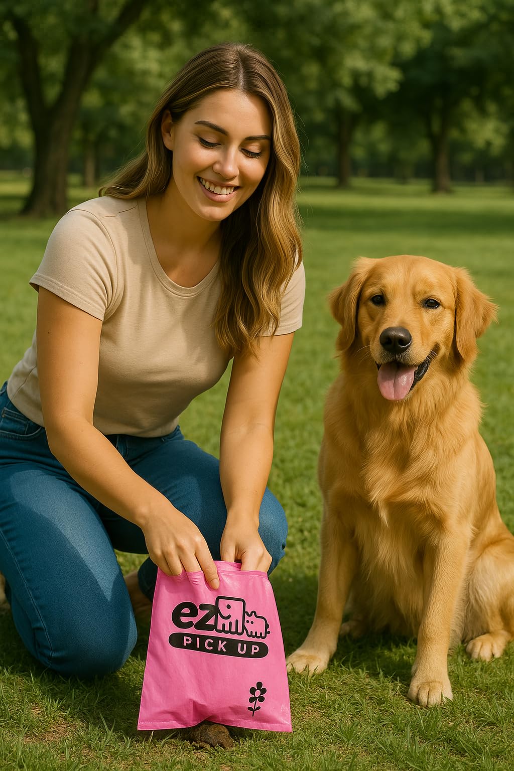 1000 Pet Waste Disposal Dog Poop Bags, EZ Pick Up Bag, Pink (single roll), 9"x12" Large