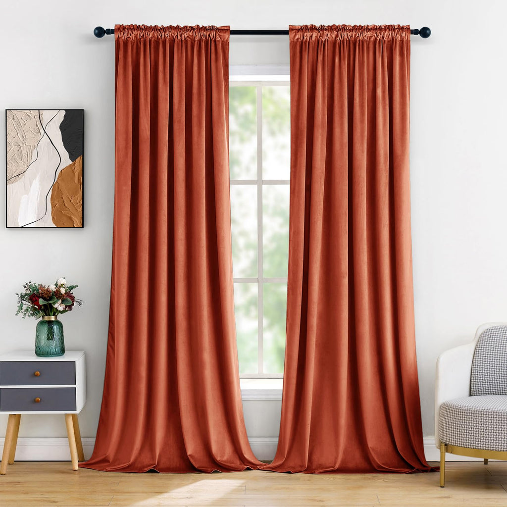 MIULEE Black Velvet Curtains Thermal Insulated Blackout Halloween Curtain Drapes for Bedroom Living Room Darkening 63 Inches Long Curtains Panels Rod Pocket Set of 2